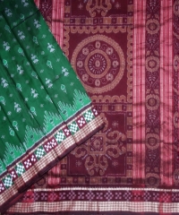 Green maroon colour handwoven silk saree