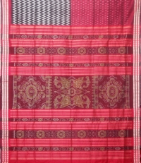 Maroon gray colour handwoven silk saree