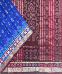 Navy blue maroon colour handwoven silk saree