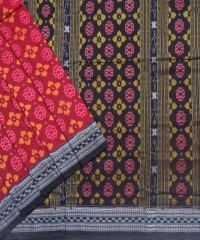 Maroon black colour handwoven cotton saree