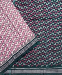 Pink gray green colour handwoven cotton saree