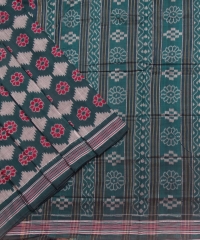 Dark green colour handwoven cotton saree