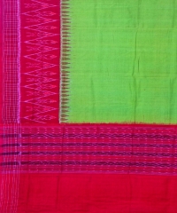 Lime green red colour handwoven cotton dupatta