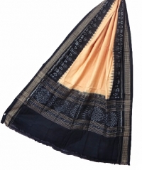 Cream black colour handwoven cotton dupatta