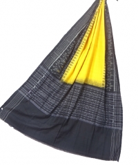 Yellow black colour handwoven cotton dupatta