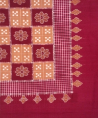Maroon and yellow colour handwoven cotton single bedsheet