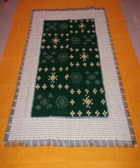 Yellow,white and green colour handwoven cotton single bedsheet