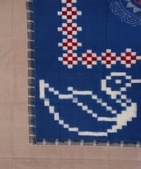 Gray and blue colour handwoven cotton single bedsheet