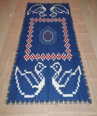 Gray and blue colour handwoven cotton single bedsheet