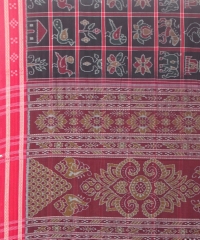 Black red colour handwoven Nabakothi cotton saree