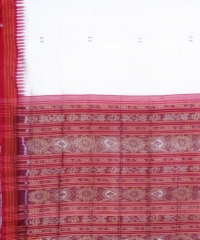 White red  colour handwoven khandua silk saree