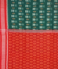 Green red colour handwoven cotton saree