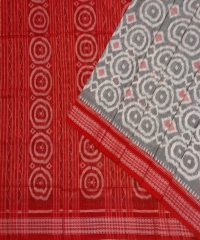 Gray red colour handwoven cotton saree