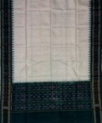 Off white green colour handwoven cotton dupatta
