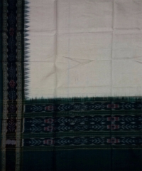 Off white green colour handwoven cotton dupatta