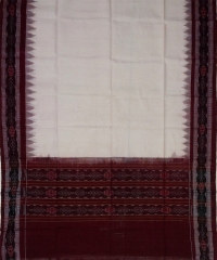 Off white marron colour handwoven cotton dupatta