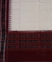 Off white marron colour handwoven cotton dupatta
