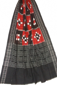 Red black colour handwoven cotton dupatta