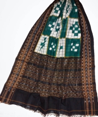 Green white black colour handwoven cotton dupatta