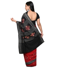 Red black colour handwoven cotton saree