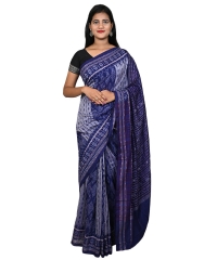 Blue gry colour handwoven cotton saree