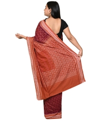Maroon browncolour handwoven cotton saree