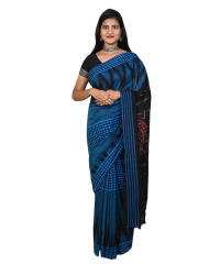 Sky black colour handwoven cotton saree