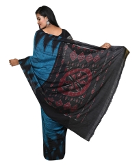 Sky black colour handwoven cotton saree