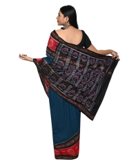 Navy blue red blackcolour handwoven cotton saree