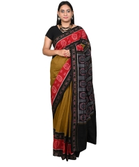 Olive black colour handwoven cotton saree