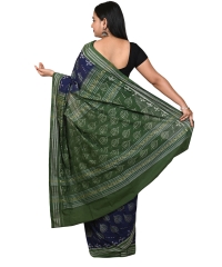 Blue green colour handwoven cotton saree