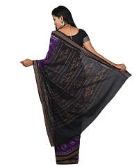 Indigo black colour handwoven cotton saree