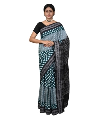 Green black colour handwoven cotton saree