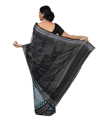 Green black colour handwoven cotton saree