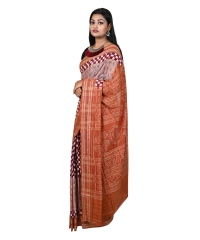 Brown maroon colour handwoven cotton saree
