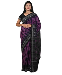 Black indigo colour handwoven cotton saree