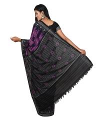 Black indigo colour handwoven cotton saree