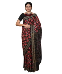 Red black colour handwoven cotton saree