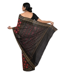 Red black colour handwoven cotton saree