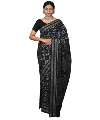 Black gray colour handwoven cotton saree