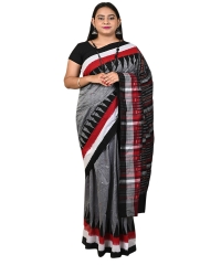 Gray black colour handwoven cotton saree