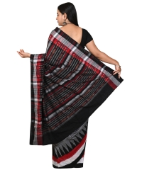 Gray black colour handwoven cotton saree