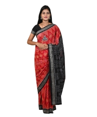 Red black colour handwoven cotton saree