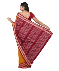 Yellow red colour handwoven cotton saree