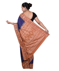 Navyblue brown colour handwoven cotton saree
