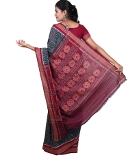 Green red colour handwoven cotton saree