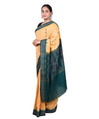 Beige green colour handwoven cotton saree