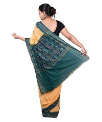 Beige green colour handwoven cotton saree