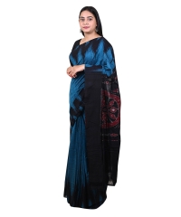 Sky black colour handwoven cotton saree