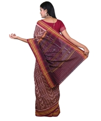 Brown maroon colour handwoven cotton saree